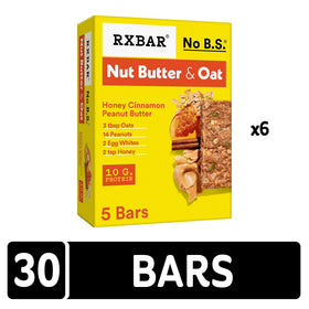 Ingredients panel on RXBAR Nut Butter and Oat bar with oats and peanuts.