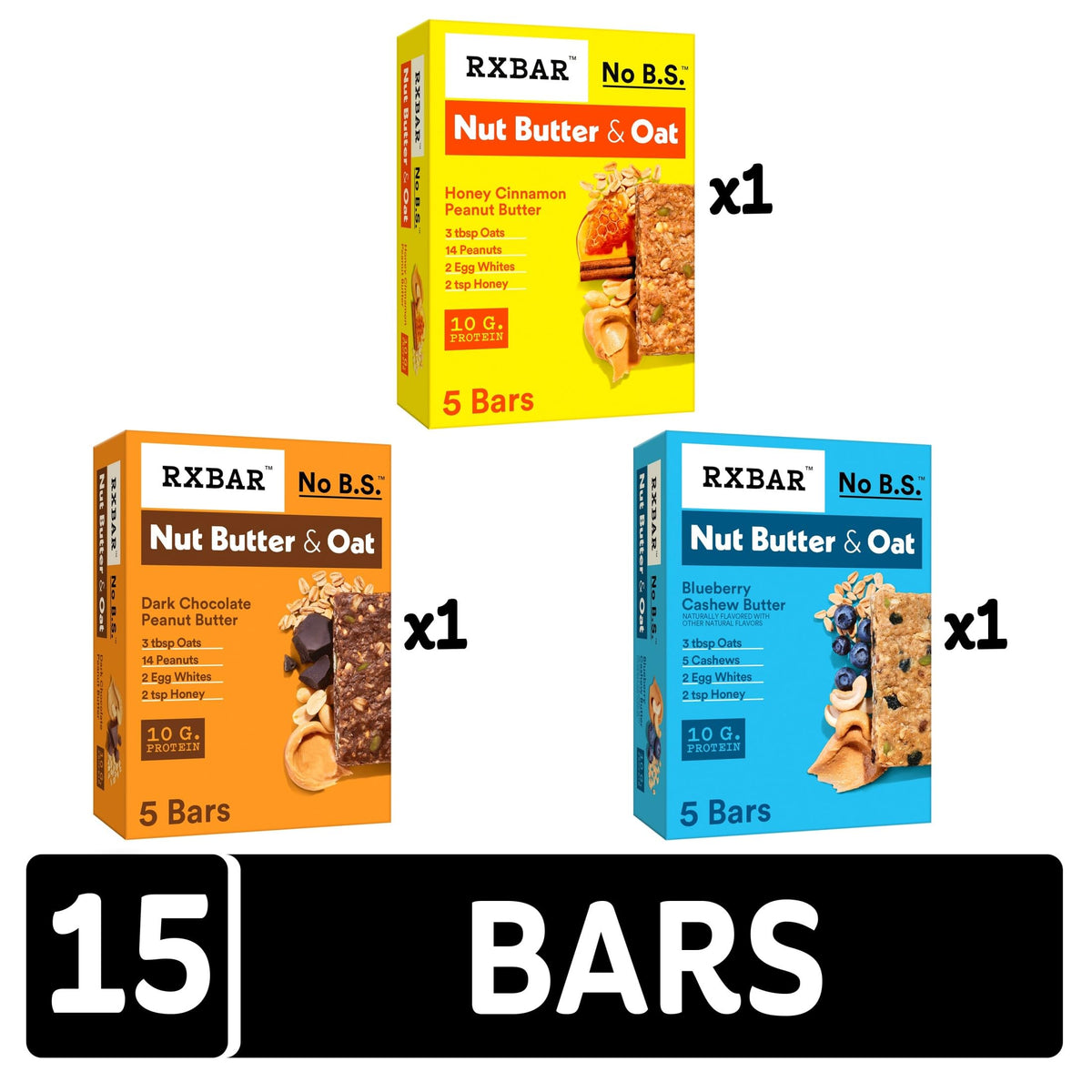 RXBAR Nut Butter and Oat Honey Cinnamon Peanut Butter flavor on-the-go snack