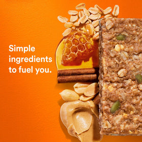 RXBAR nutrition ingredients view highlights oats, peanuts, eggs, and cinnamon.