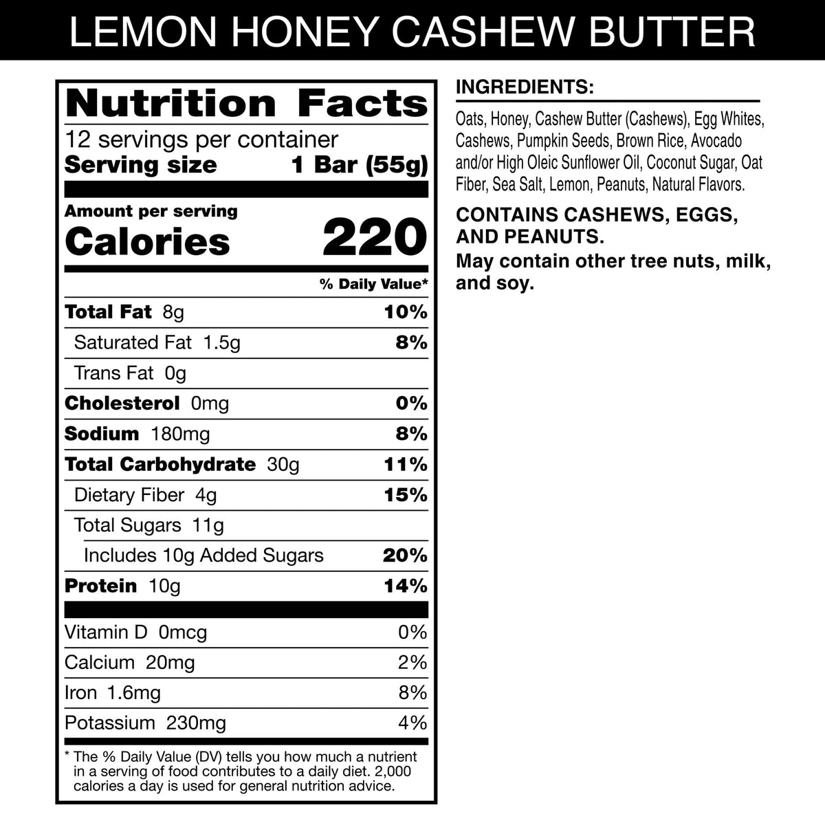 RXBAR Nut Butter and Oat Lemon Honey Cashew bar for on-the-go use