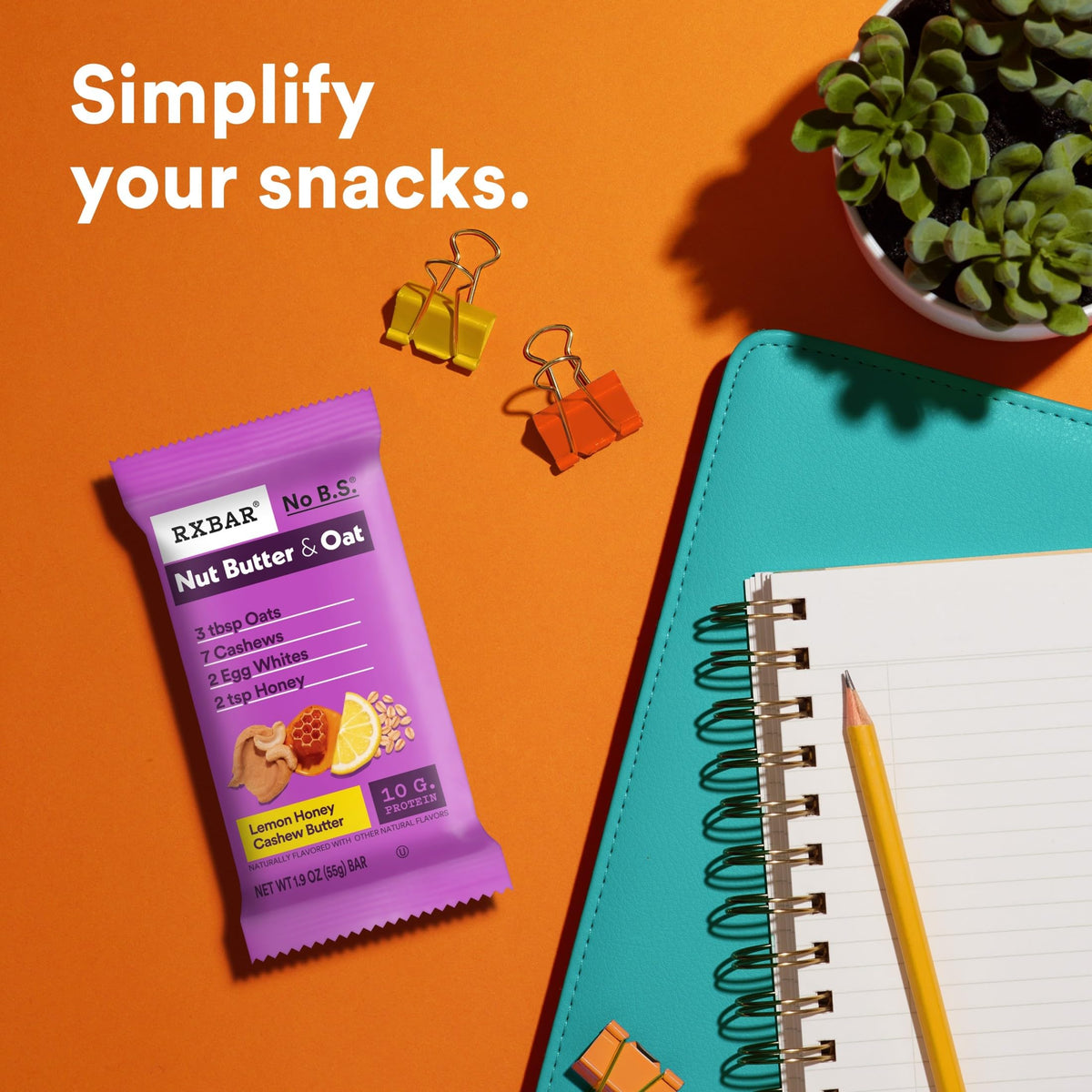 RXBAR Nut Butter and Oat Lemon Honey Cashew bar with 18g whole grains