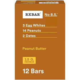 RXBAR Peanut Butter bar close-up showing egg whites and peanuts, high-protein snack