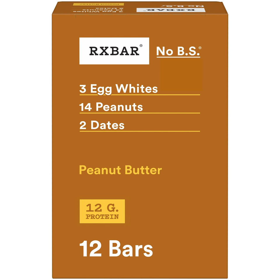 RXBAR Peanut Butter bar close-up showing egg whites and peanuts, high-protein snack