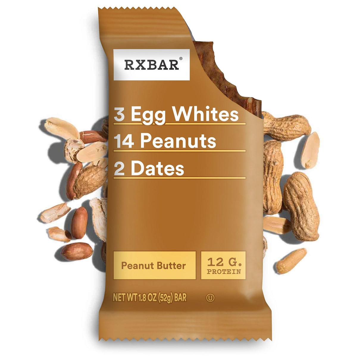 RXBAR Peanut Butter Bar nutrition panel highlights real ingredients.