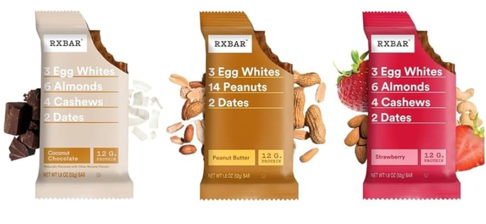 RXBAR Peanut Butter flavor close-up, simple ingredients for quick snacks.
