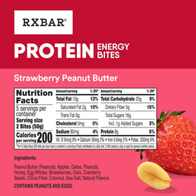 RXBAR Energy Bites closeup reveals chewy texture and creamy peanut butter center.