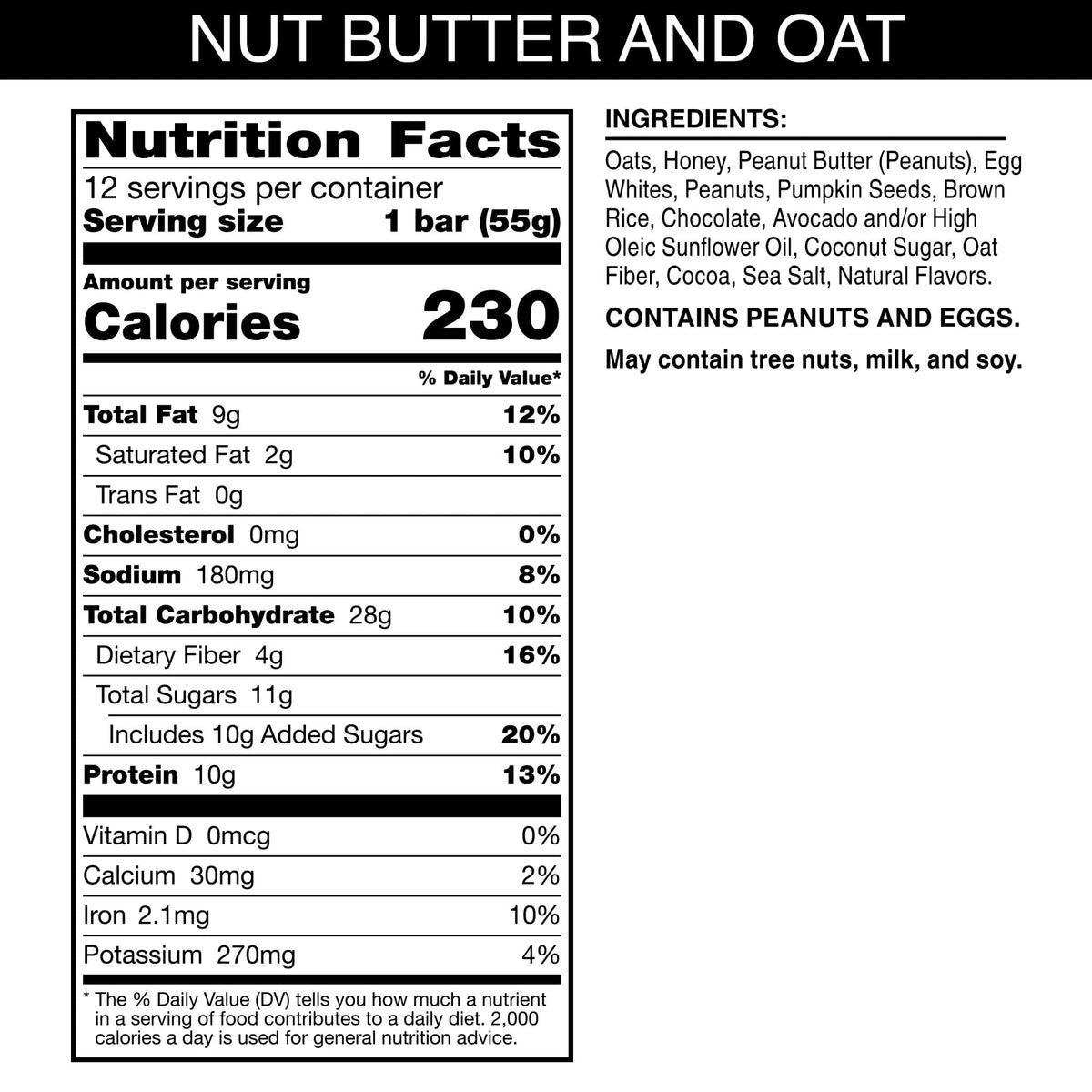 RXBAR simple-ingredients oats honey peanuts egg whites close-up, on-the-go snacking