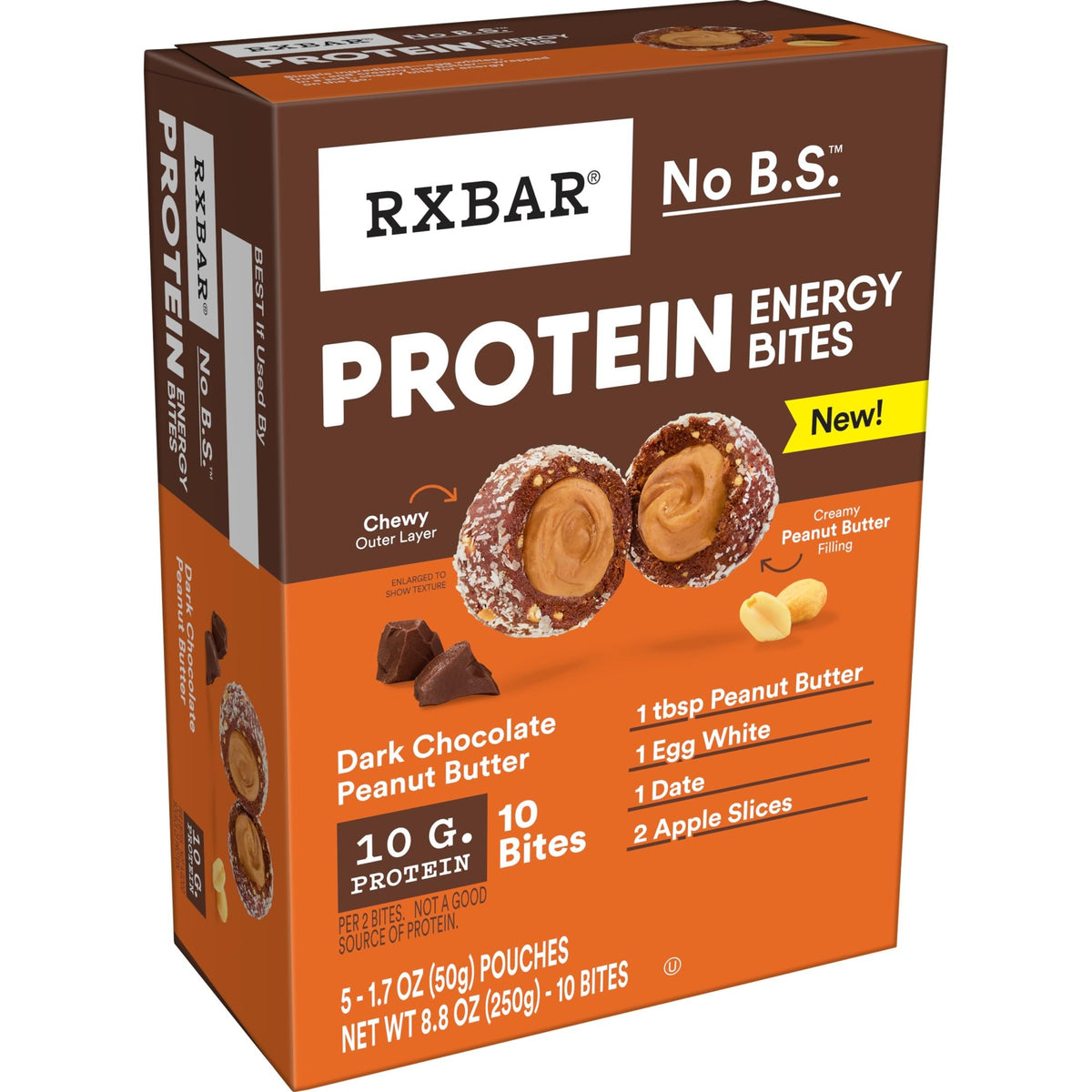 Six-box RXBAR display shows 30 pouches per box for easy stocking.