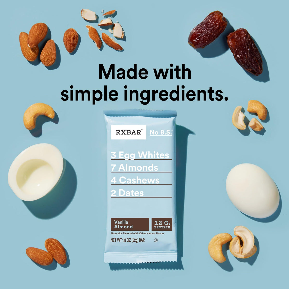 RXBAR Vanilla Almond bar box-packaging in a kitchen display