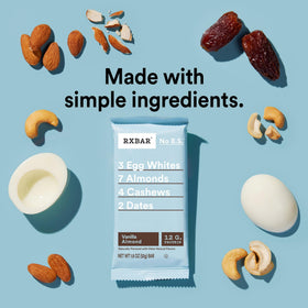 RXBAR Vanilla Almond bar box-packaging in a kitchen display