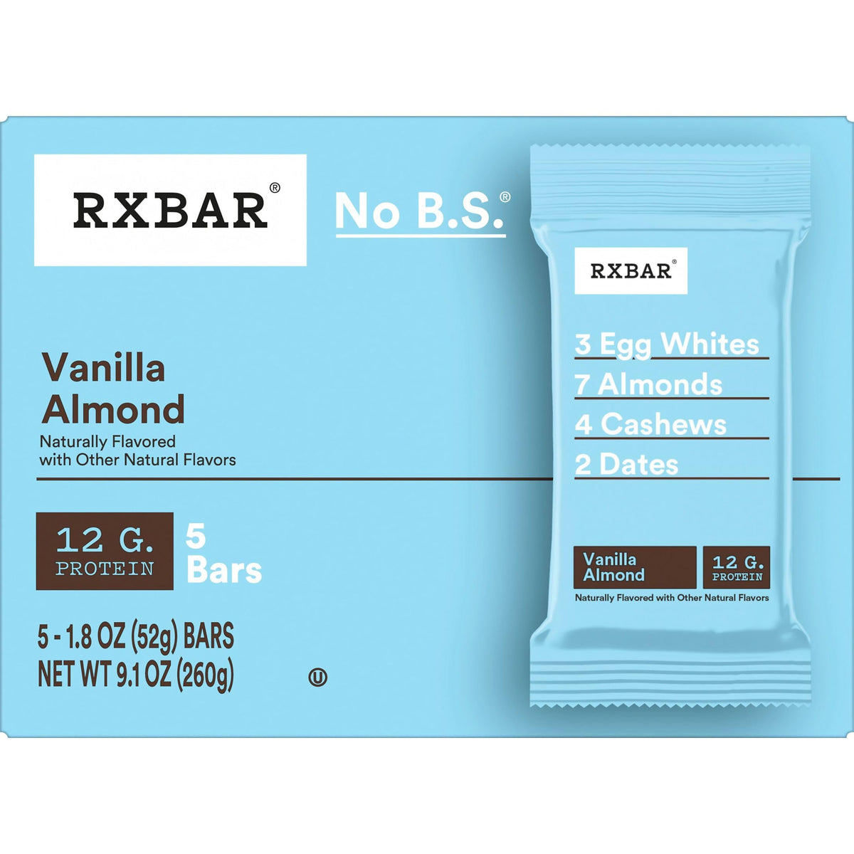 RXBAR Vanilla Almond bar dates binding close-up with natural sweetener