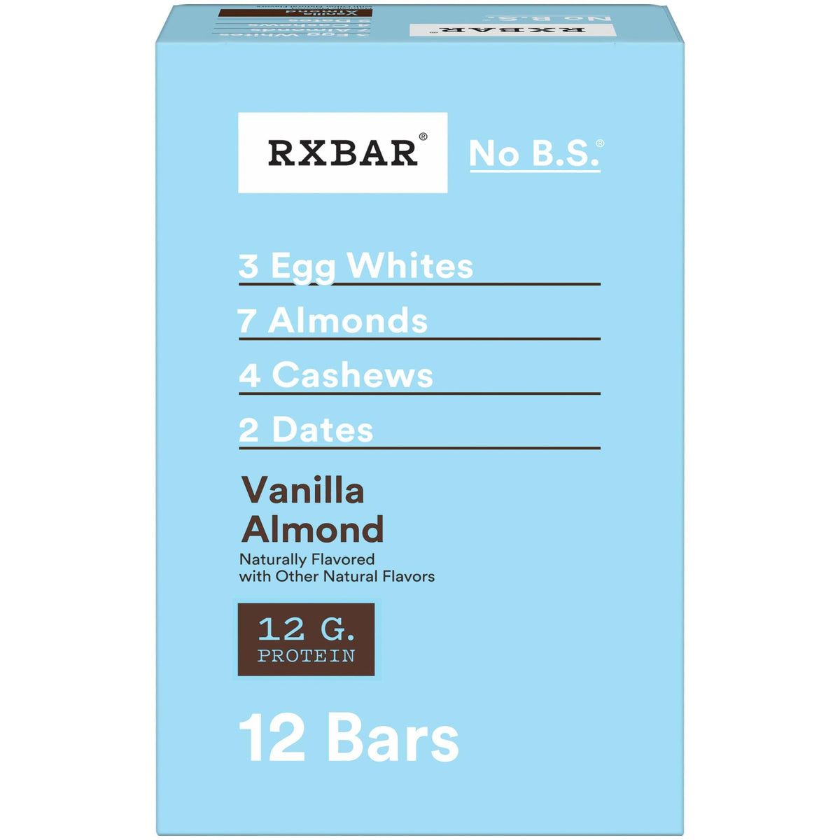 RXBAR Vanilla Almond bar front view, a protein-packed on-the-go snack