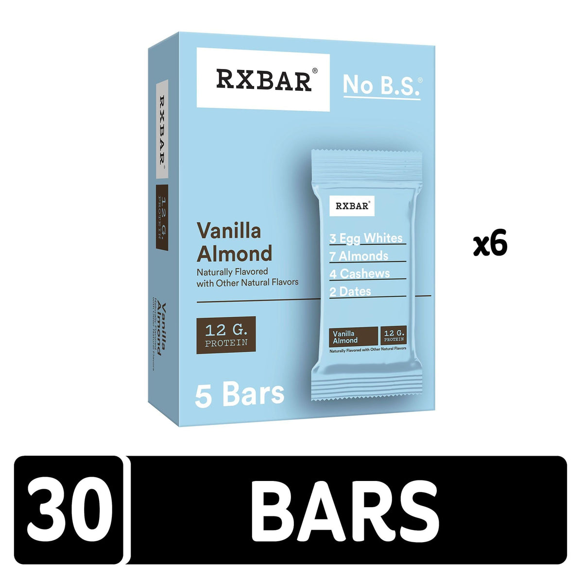 RXBAR Vanilla Almond bar close-up highlighting almonds and cashews