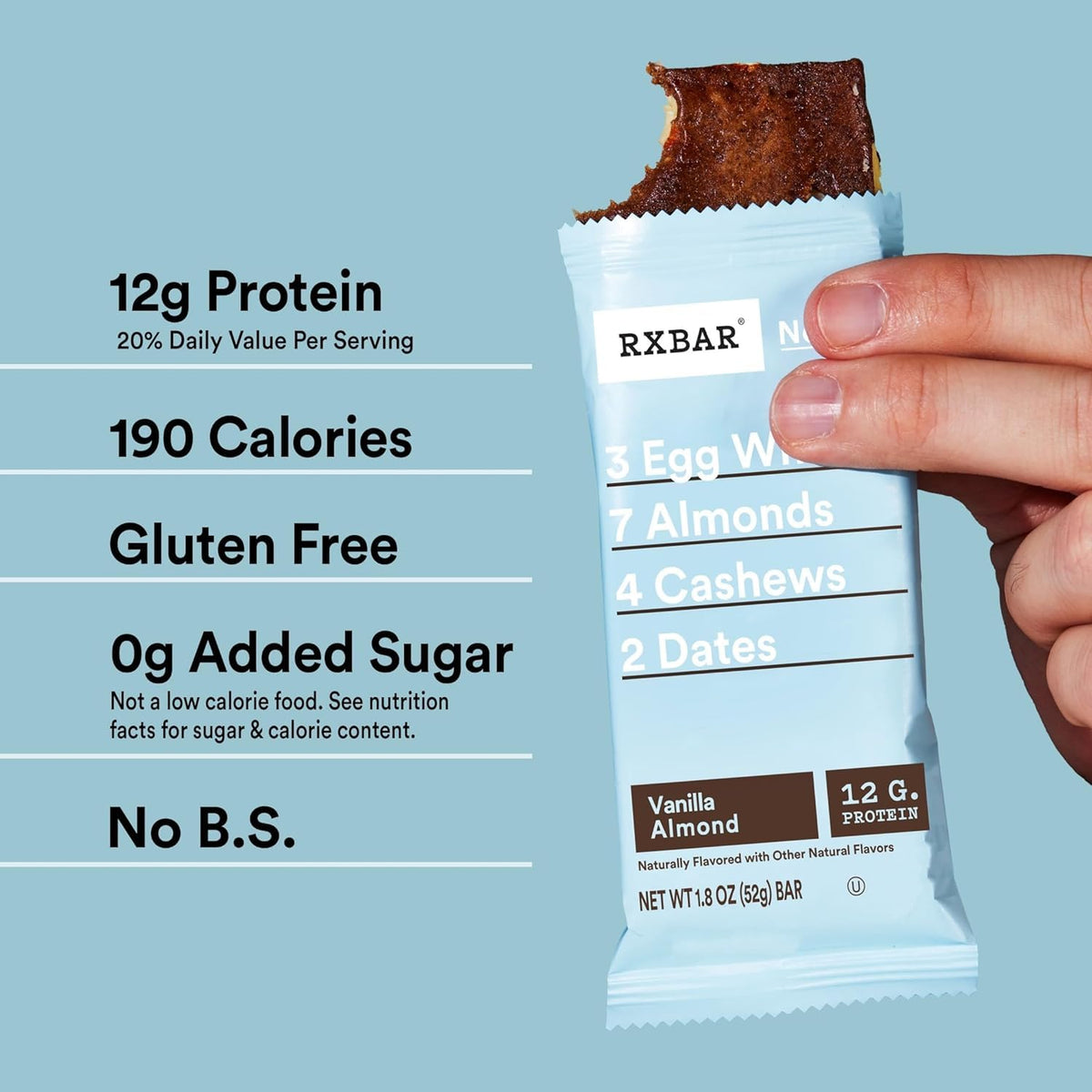 RXBAR Vanilla Almond bar blends simple ingredients with familiar flavor