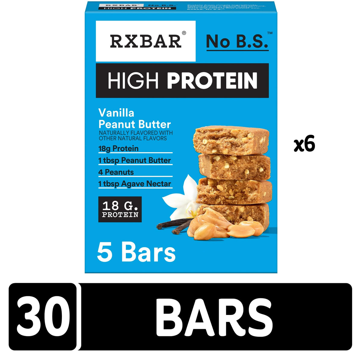 RXBAR Vanilla Peanut Butter bar soft texture close-up emphasizes natural ingredients and flavor.