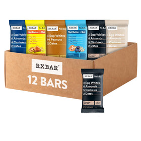 RXBAR variety pack 12-count box, on-the-go snack with simple ingredients and protein