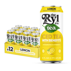 The Ryl Co Iced Tea Lemon can front view, zero sugar option for guilt-free sipping.