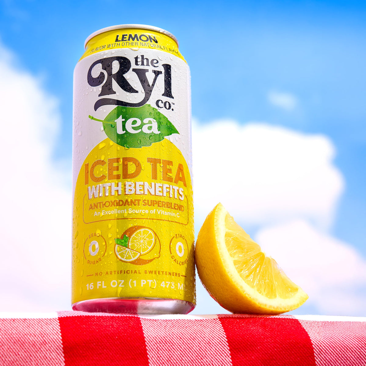 Made in the USA badge on The Ryl Co Lemon tea can.