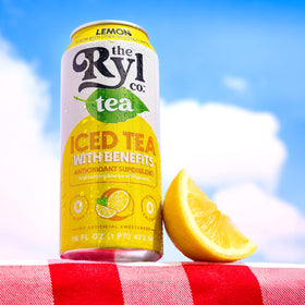 Made in the USA badge on The Ryl Co Lemon tea can.