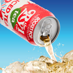 The Ryl Co Rocket Pop 12-pack showcases recyclable aluminum cans for eco-conscious refreshment.