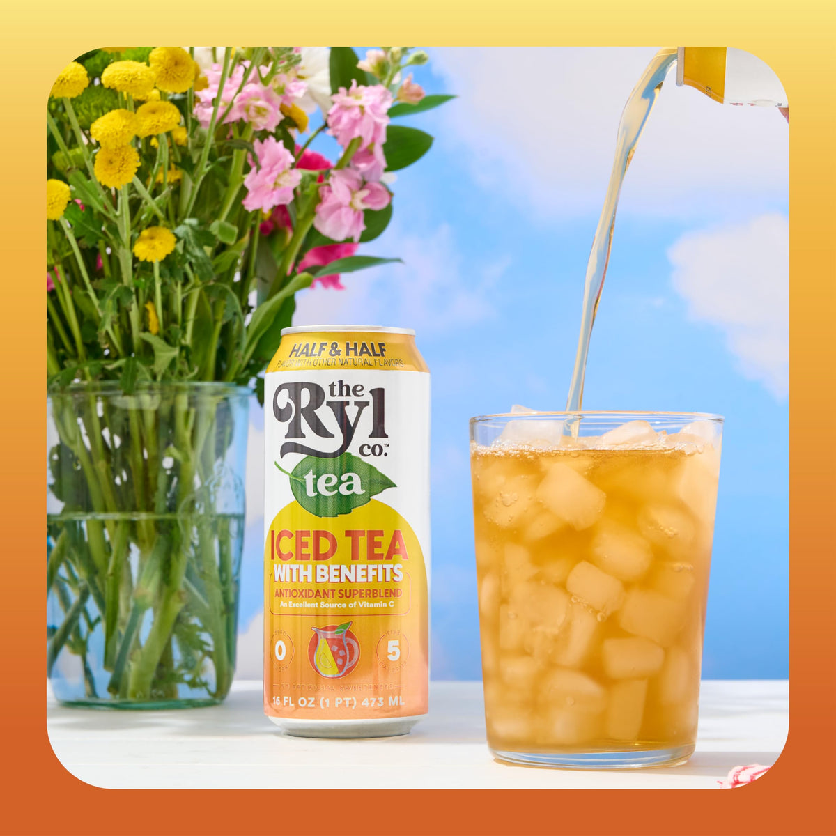 12-pack display shows The Ryl Co Iced Tea ready for gatherings.