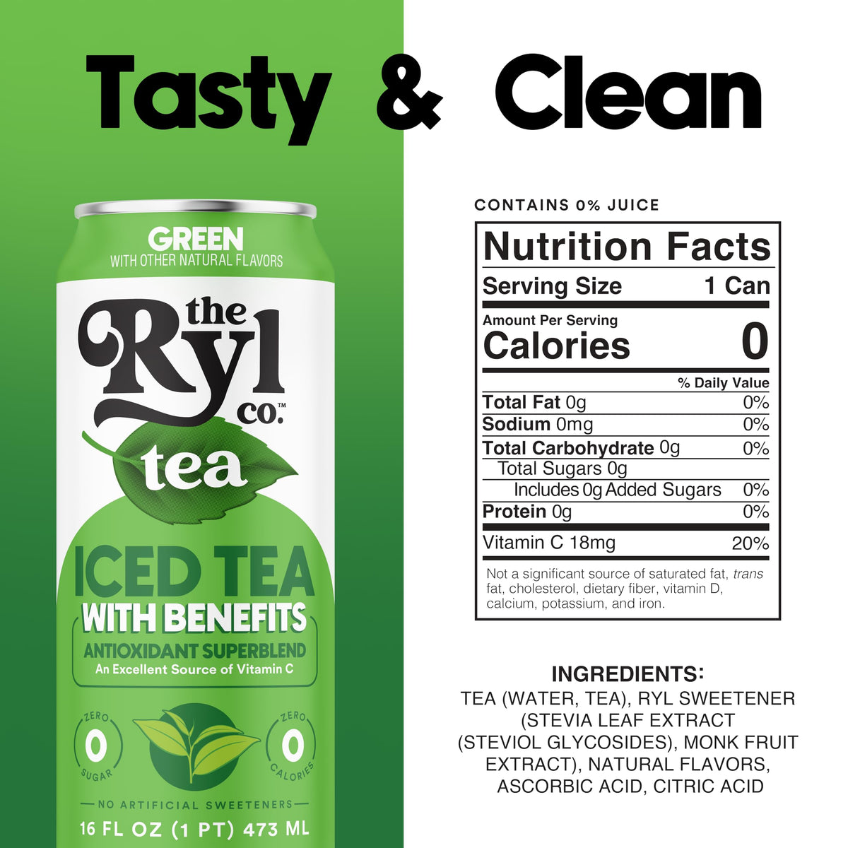 The Ryl Co Iced Tea Green antioxidant blend can highlighting polyphenols