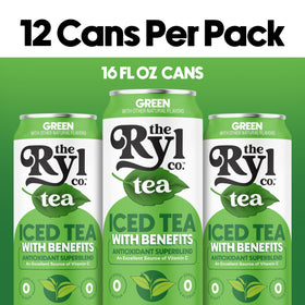 The Ryl Co Iced Tea Green Vitamin C-boost can showing vitamin content and freshness