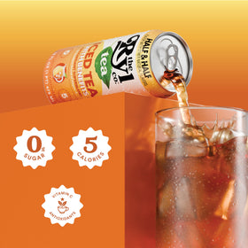Close-up shows the zero sugar badge on The Ryl Co can.