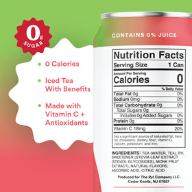 Close-up of The Ryl Co Watermelon Tea ingredients highlighting monk fruit and stevia sweetness.
