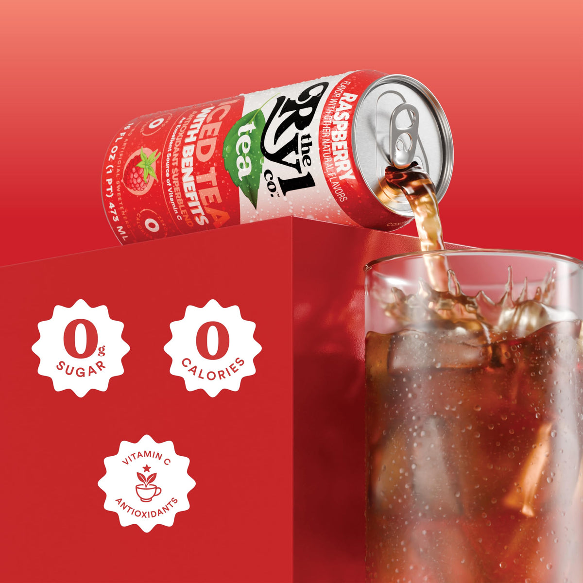 Ryl Co Raspberry Iced Tea pour shows vibrant color and inviting aroma.
