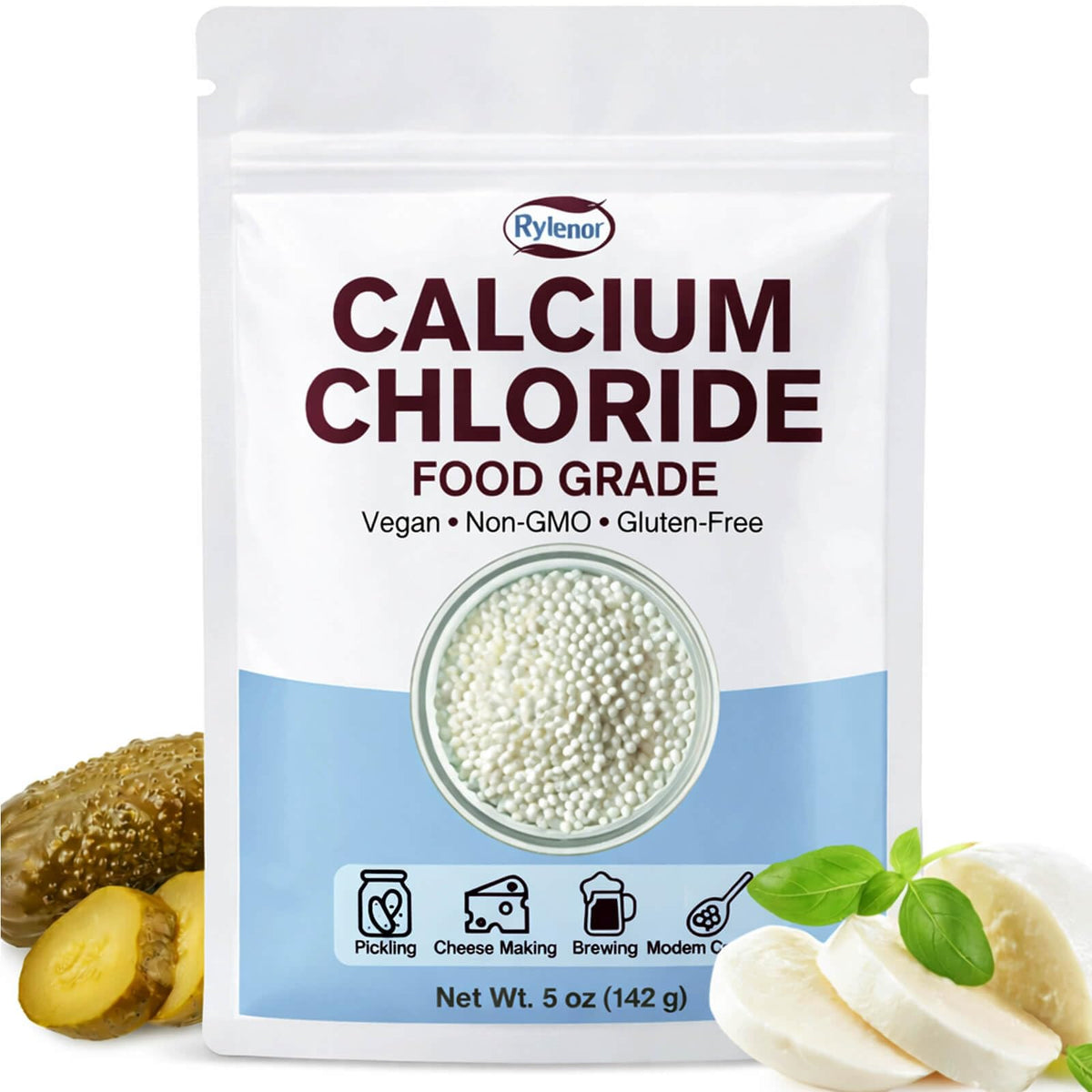 Rylenor Calcium Chloride 5 oz pouch for precise pickling texture and crisp results.