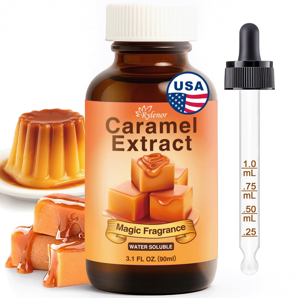 Rylenor caramel extract bottle ready for baking and beverages with rich caramel flavor