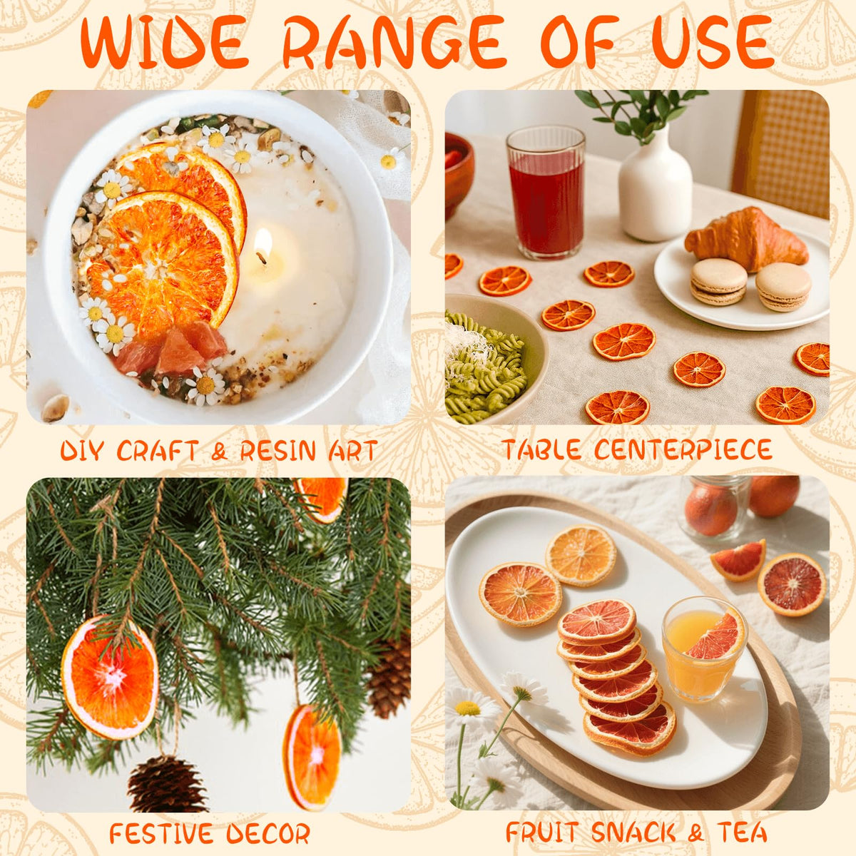 Rylenor dried orange slices for tea and desserts with bright aroma.