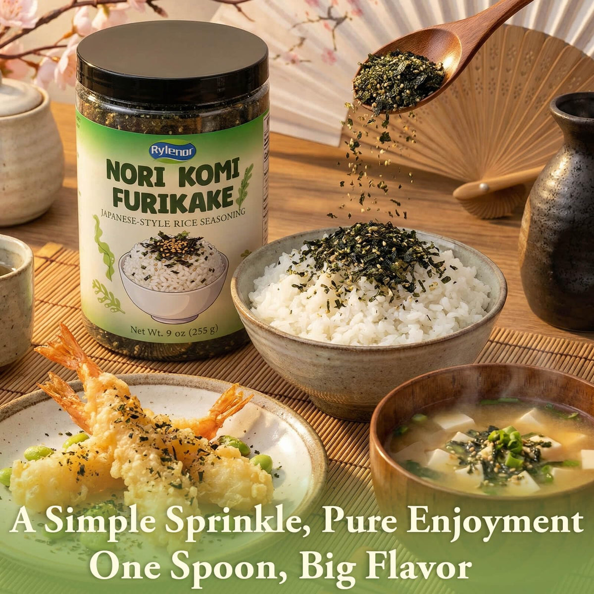 Rylenor Nori Komi Furikake on rice bowl elevates everyday meals.