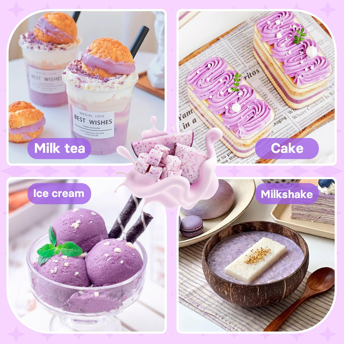 Rylenor taro powder used in desserts and baking, elevating pancakes and ice cream