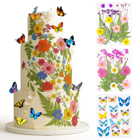 Rylenor wildflower cake toppers 6pc in natural hues for elegant birthday cakes.