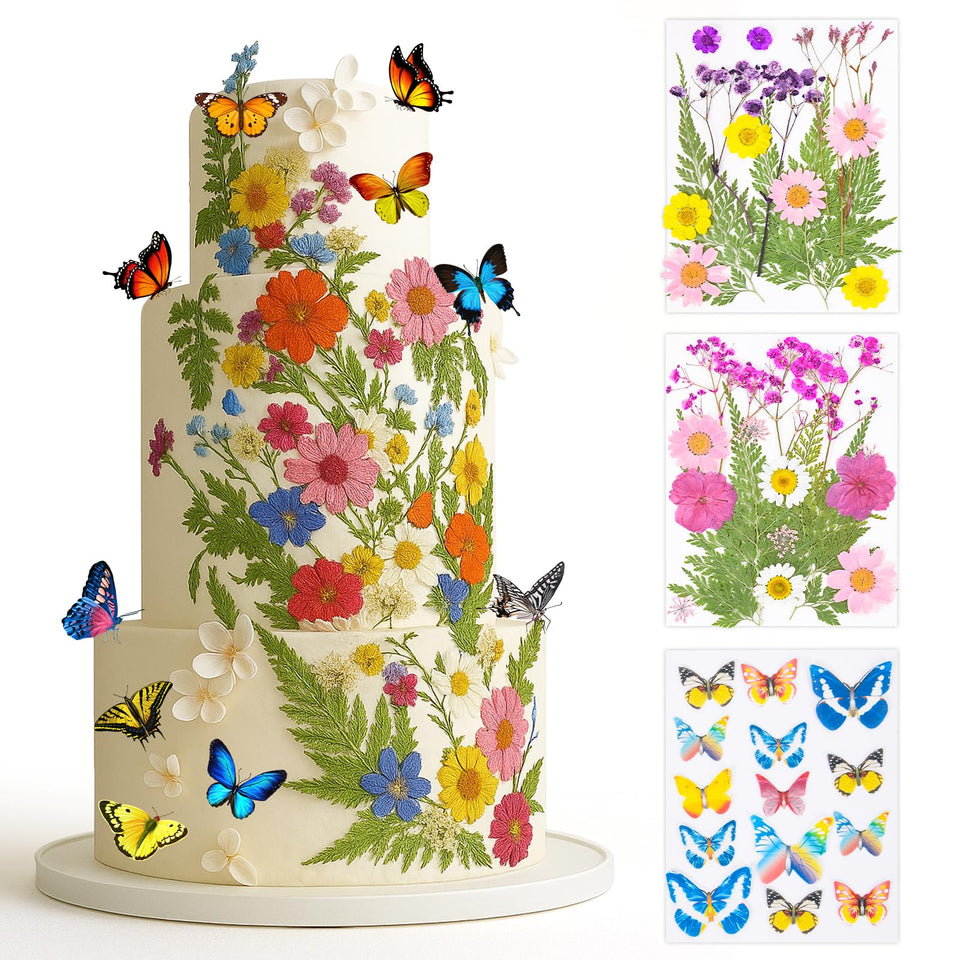 Rylenor wildflower cake toppers 6pc in natural hues for elegant birthday cakes.