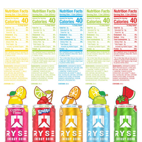 RYSE Energy Drink 8 g protein highlighted as a nutritional feature