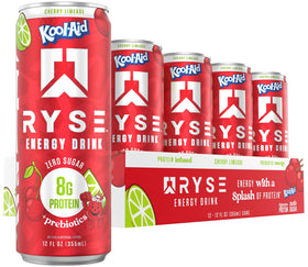 RYSE Energy Drink Kool-Aid Cherry Limeade bottle showing clean, sustained energy on the go