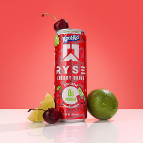 RYSE bubbles in pour scene conveying refreshing flavor and clean energy