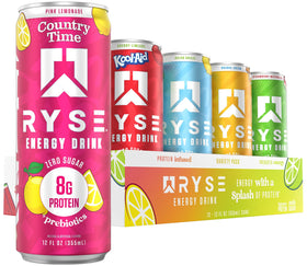 RYSE Energy Drink variety pack cans on ice ready to sip for focused moments