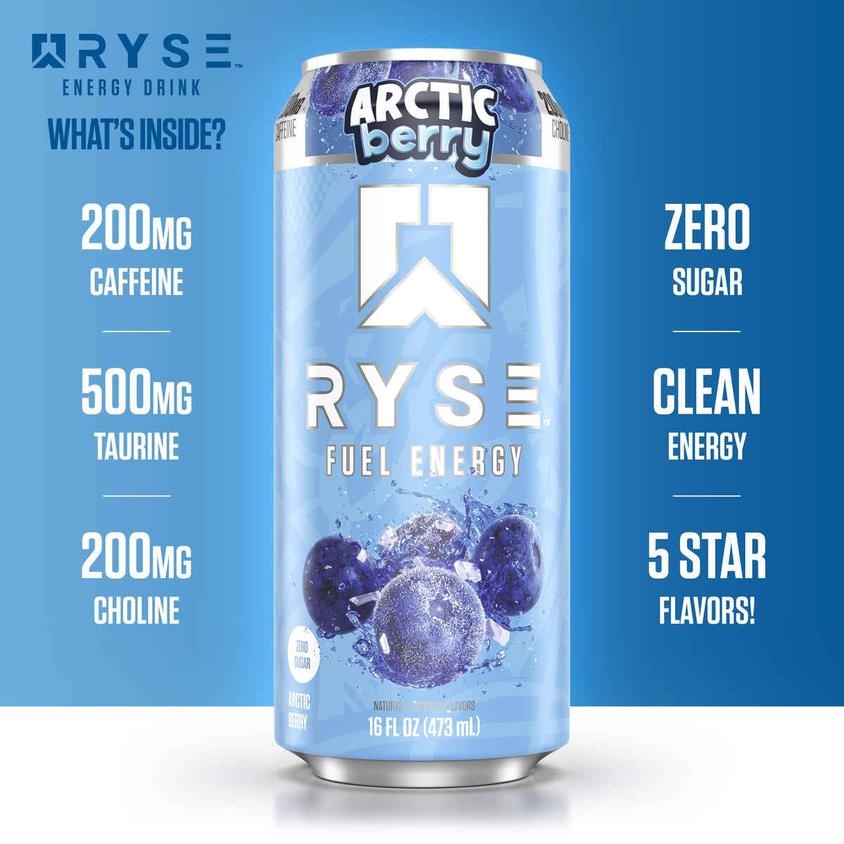 Close-up of Arctic Berry label emphasizes vegan and gluten-free ingredients.