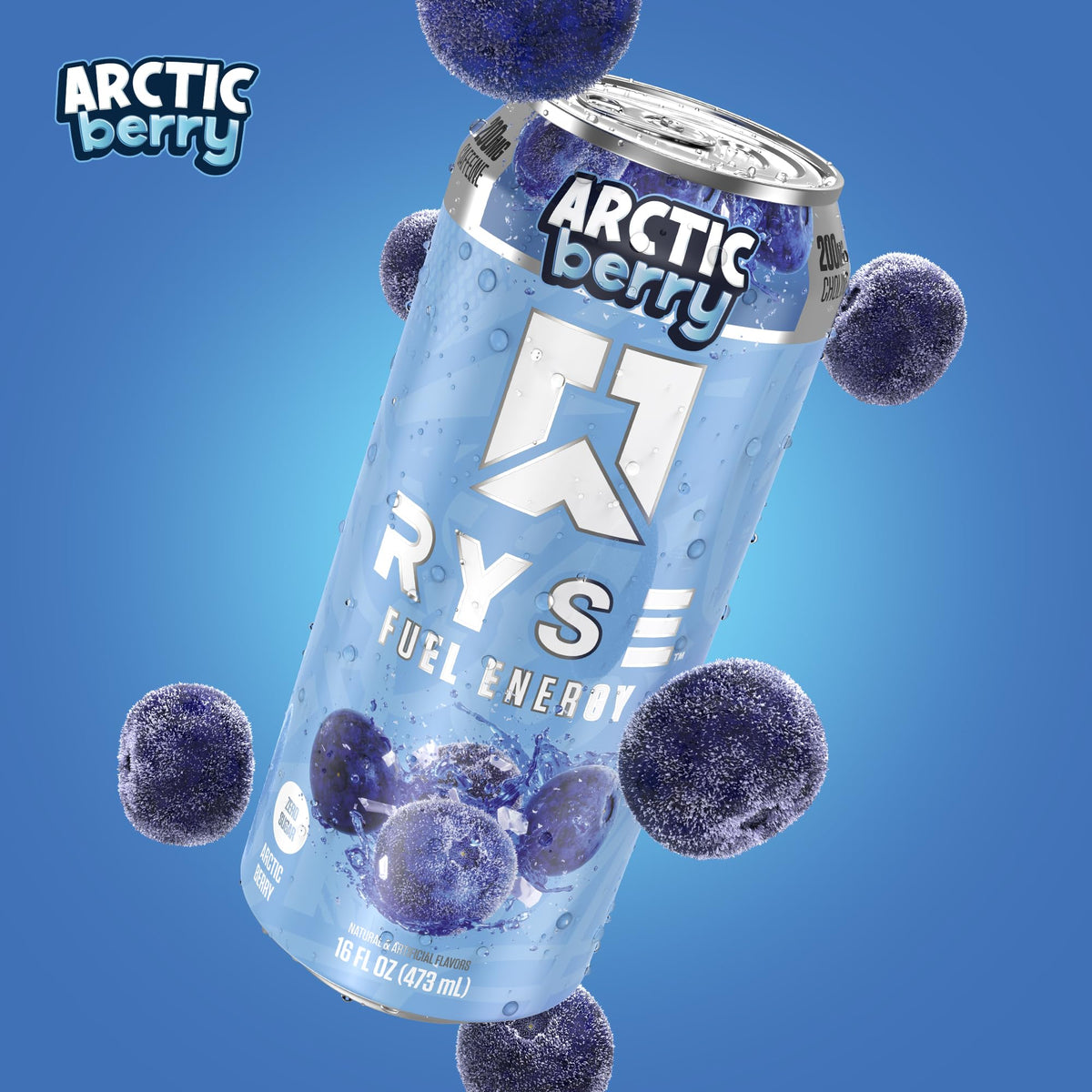 Open can and pour, revealing Arctic Berry for refreshing caffeine boost.