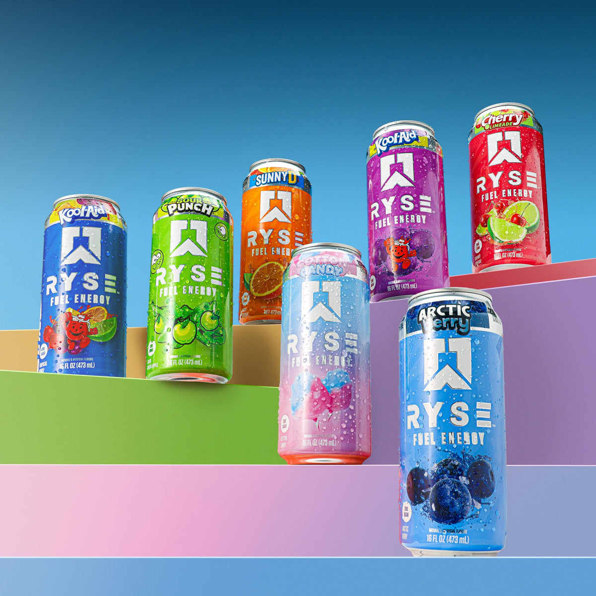 RYSE Fuel in the fridge shelf, ready for on-the-go energy.