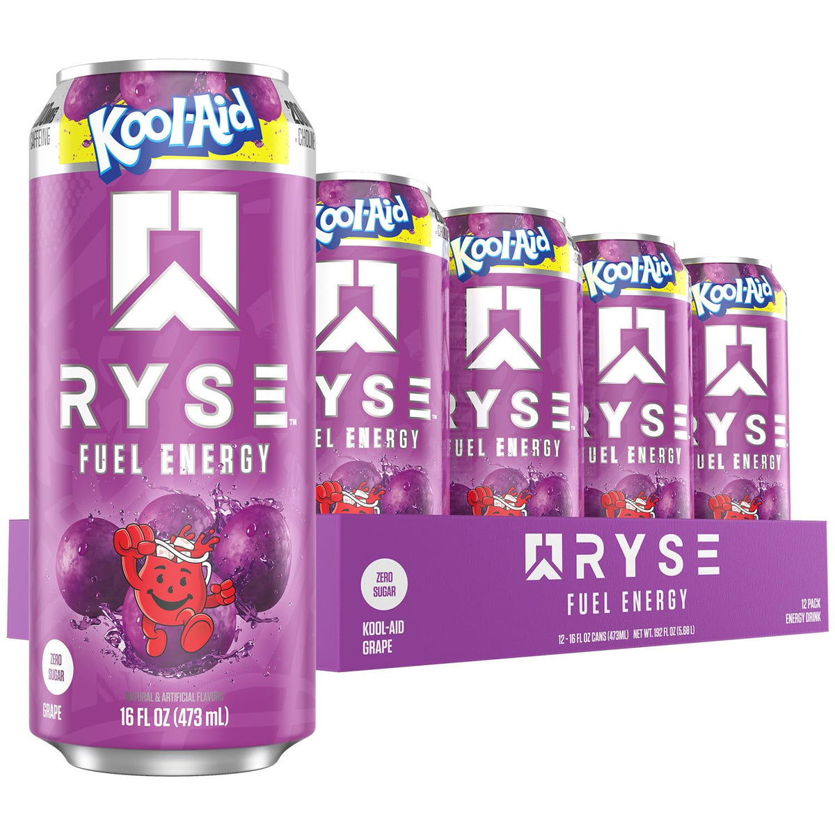 RYSE Fuel Energy Drink Kool-Aid Grape can for clean energy on the go.