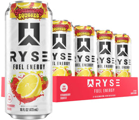 RYSE Fuel Energy Drink Strawberry Squeeze can for clean energy on the go.