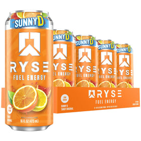 RYSE Fuel SunnyD Tangy Original bottle for portable energy and on-the-go focus.
