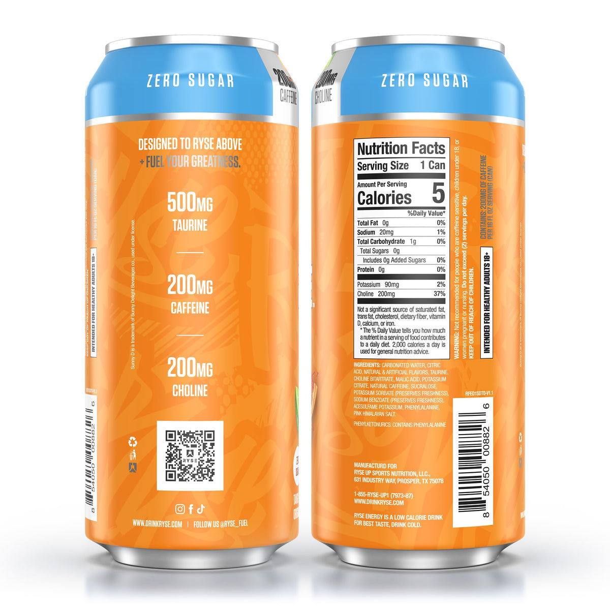 Bright flavor splash of RYSE Fuel SunnyD Tangy Original signals tangy, satisfying taste.