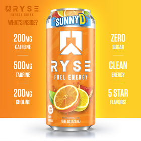 Pour over ice for refreshing study-session energy with RYSE Fuel SunnyD Tangy Original.