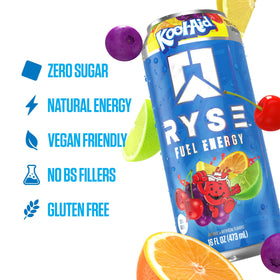 RYSE Fuel can beside a laptop, highlighting focus and energy.